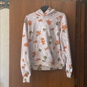 Leaf Patterned Hoodie in Orange and Green